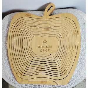 Bonnie and Pop NY Bamboo 3-D Apple Shaped Collapsible Basket Charcuterie Board